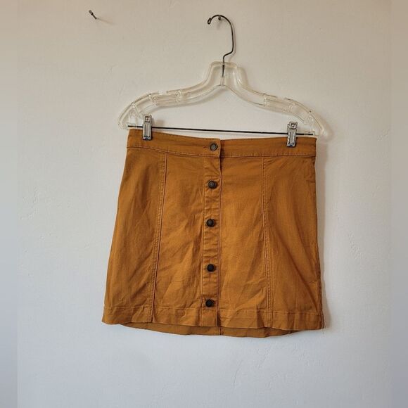 Copper Key Mini Skirt Duck Brown Mustard Dandelion Yellow Autumn Cozy Juniors XL - Picture 1 of 8